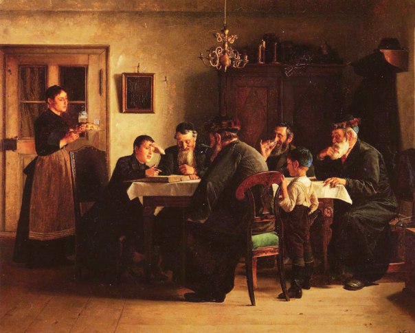 ביאורים יורדים מהמוח הצונן אל הלב המלא רעד. דנים בתלמוד, איזידור קאופמן, 1900.