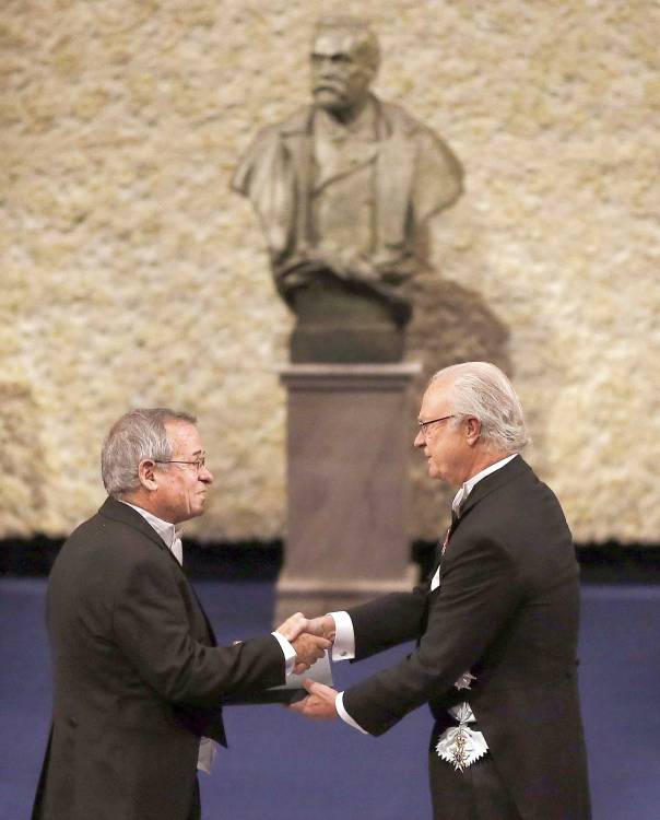 חתן פרס נובל לכימיה, אריה ורשל, בטקס הענקת הפרס, שטוקהולם 2013   צילום: אי.פי