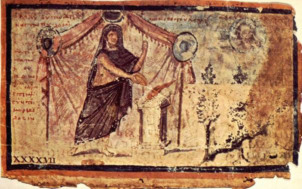 עבודת קרבנות פלסטית. אכילס זובח לזאוס, מתוך כתב־יד "Ambrosian" של האיליאדה