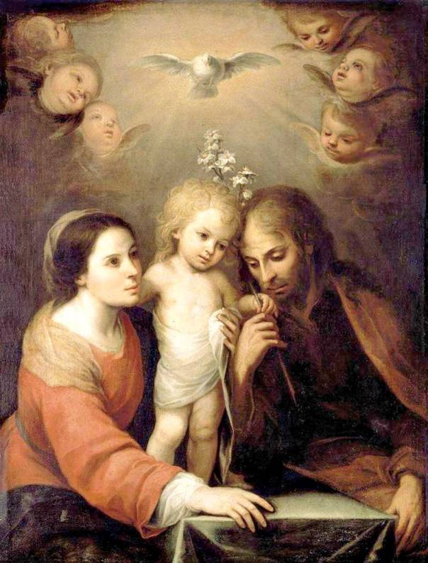 המודל הנוצרי של "המשפחה הקדושה" הוא בעצם "לא משפחה" בעין יהודית.  חואן סימון גוטיירז, המשפחה הקדושה (פרט), 1643  