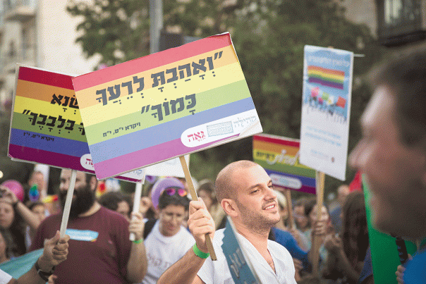 יש לבצע הפרדה בין המעשה האסור ובין האדם, מצעד הגאווה בירושלים, 2014 צילום: הדס פרוש, פלאש 90 למצולמים אין קשר לכתבה 