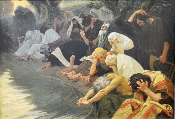 היהודים חזרו מגלות בבל, אבל העם עוד היה מפורד.
על נהרות בבל, ג'בהרד פוגל, 1920