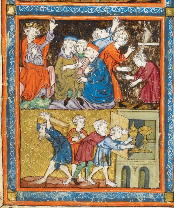  תקווה‭ ‬לאור‭ ‬שיבקיע‭ ‬מתוך‭ ‬החושך‭. ‬מכת‭ ‬ חושך‭ (‬פרט‭), ‬ הגדת‭ ‬הזהב‭, ‬1330 