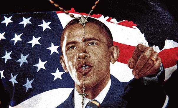 מדיניות‭ ‬מבולבלת‭. ‬תמונתו‭ ‬של‭ ‬הנשיא‭ ‬אובמה‭ ‬על‭ ‬חולצה‭, ‬קובה‭, ‬מרץ‭ ‬2016 צילום‭: ‬אי‭.‬פי 