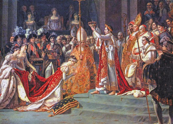 הכתיר אותה כקיסרית ונעזר בקסמיה ובקשריה. נפוליאון וז'וזפין בטקס ההכתרה בנוטרדאם, ז'אק-לואי דויד וג'ורג'ס רוג'ט, 1805